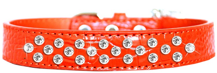 Sprinkles Clear Jewel Croc Dog Collar Orange Size 20